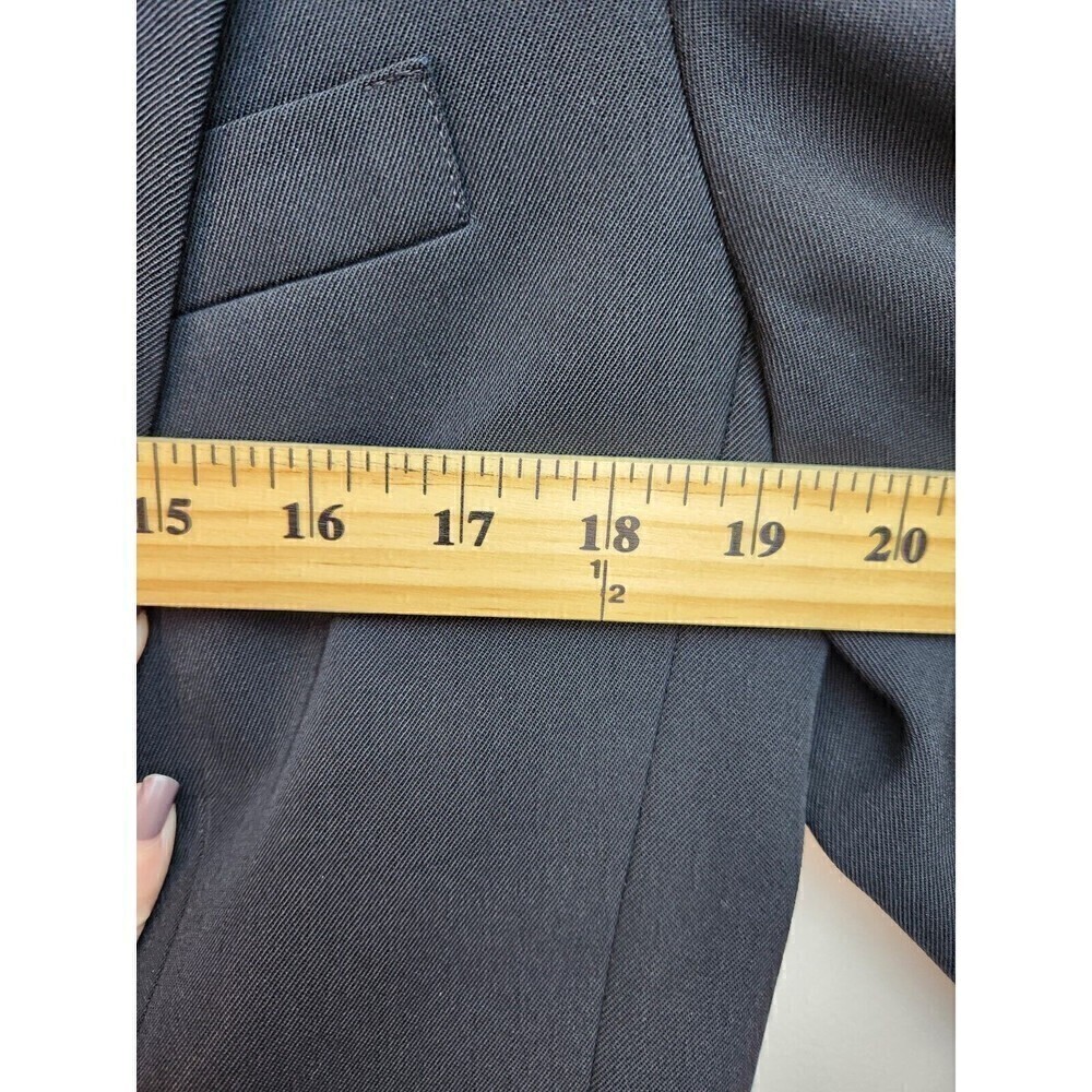 Austin Reed Womens Black Worsted Wool Blazer Sz 12 Lined One Button Some Wear - Picture 9 of 12